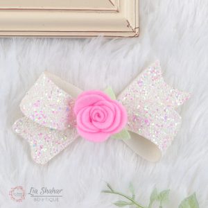 Tatianna White Glitter Bow